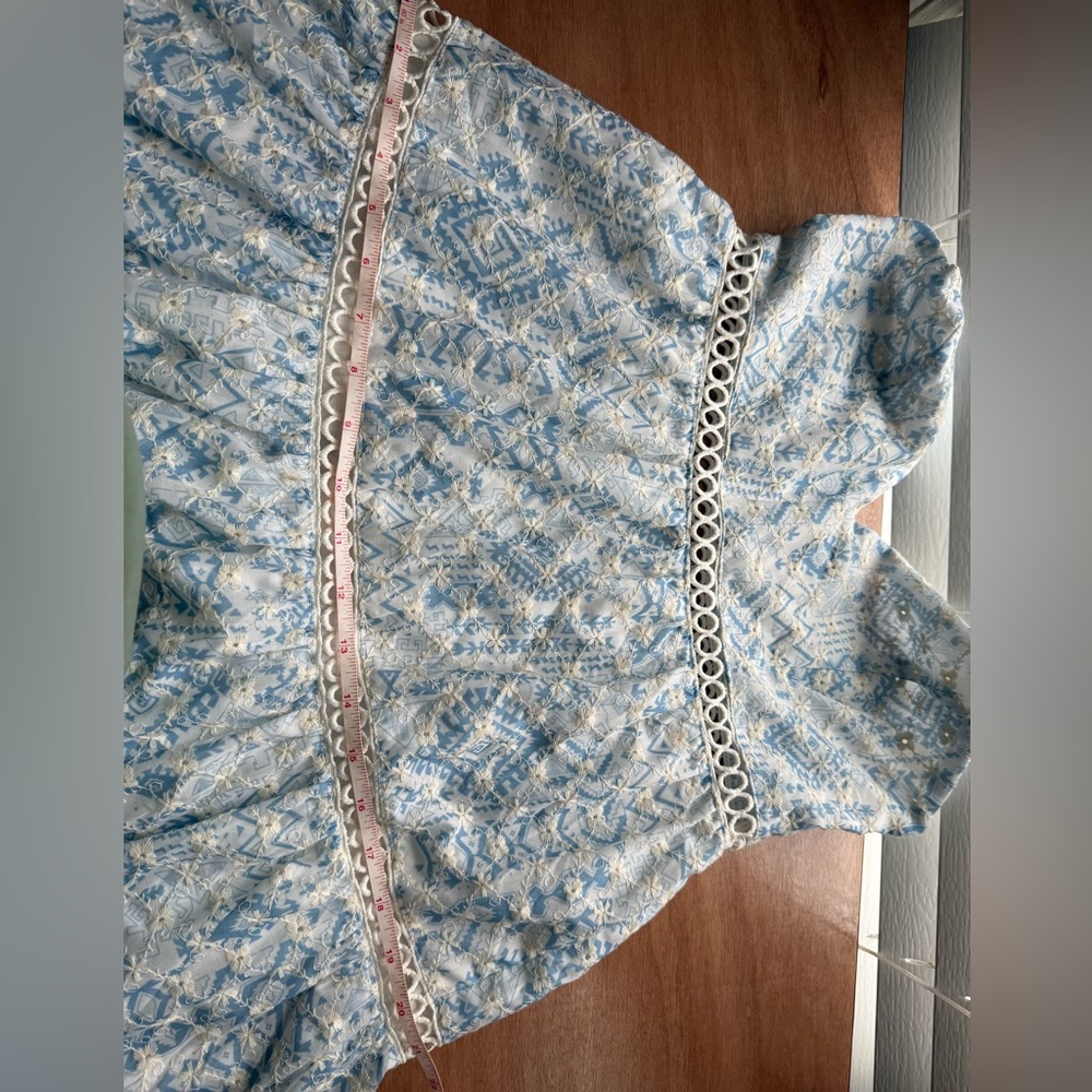 Aqua 100% Bloomingdale’s exclusive Elegant Blue and White Eyelet Dress - Picture 11 of 13